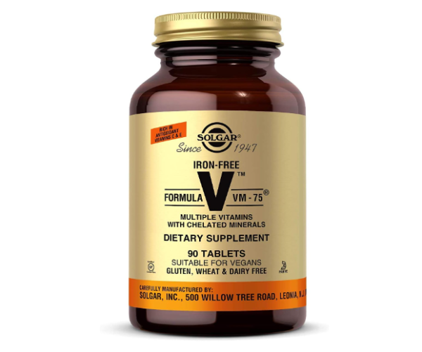 Solgar Iron-Free Formula VM-75, 90 Tablets - Multivitamin with Chelated Minerals - Vitamin A, B6, B12, C, D, E